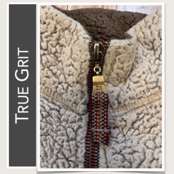 True Grit Sherpa 1/4 Zip Pullover in Light Gray - Picture 3 of 5